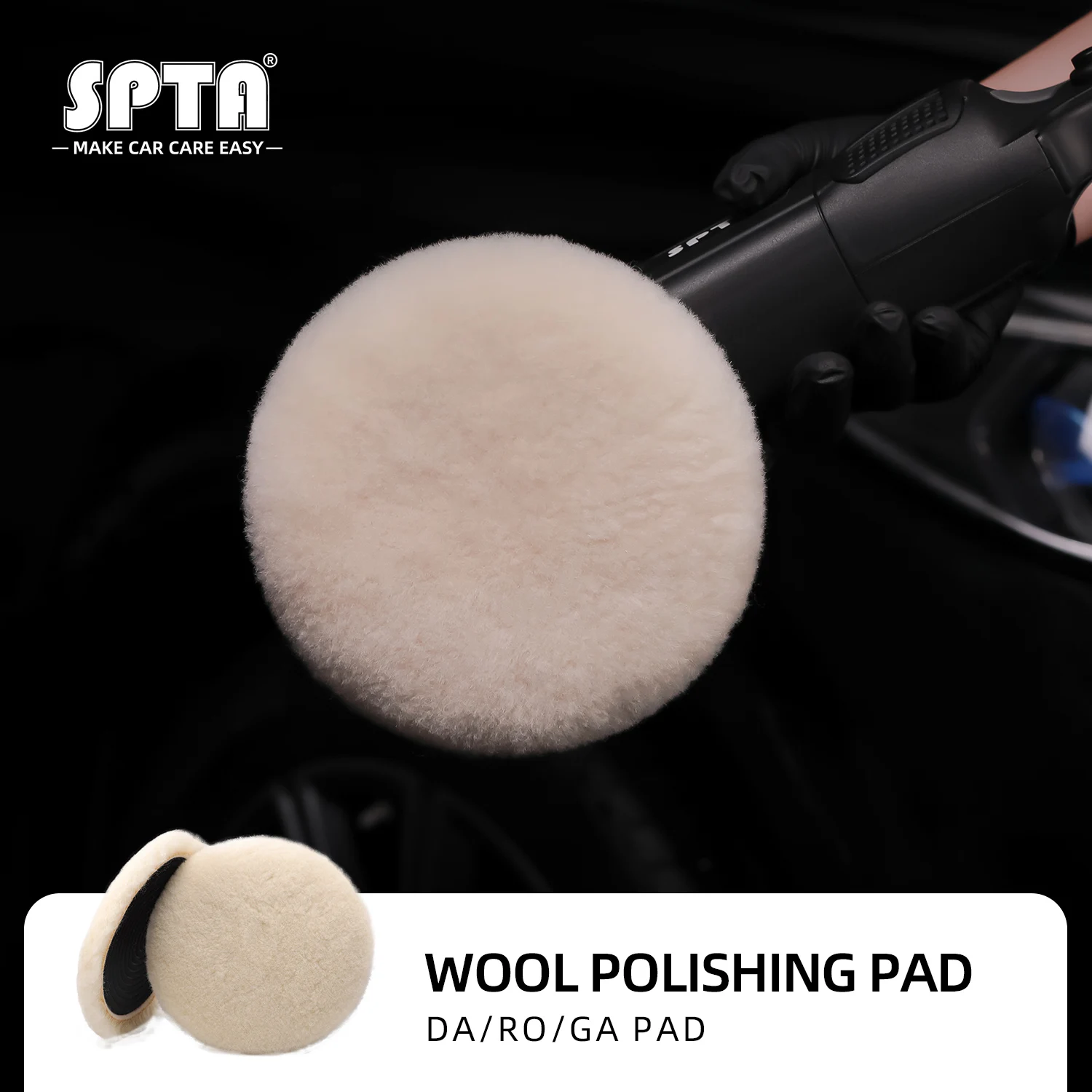 1Pc SPTA 1/2/3/5/6/7 Inch Heavy Cut Wool Polishing Australian Lambs Buffing Pad For DA/RO Car Polisher Waxing