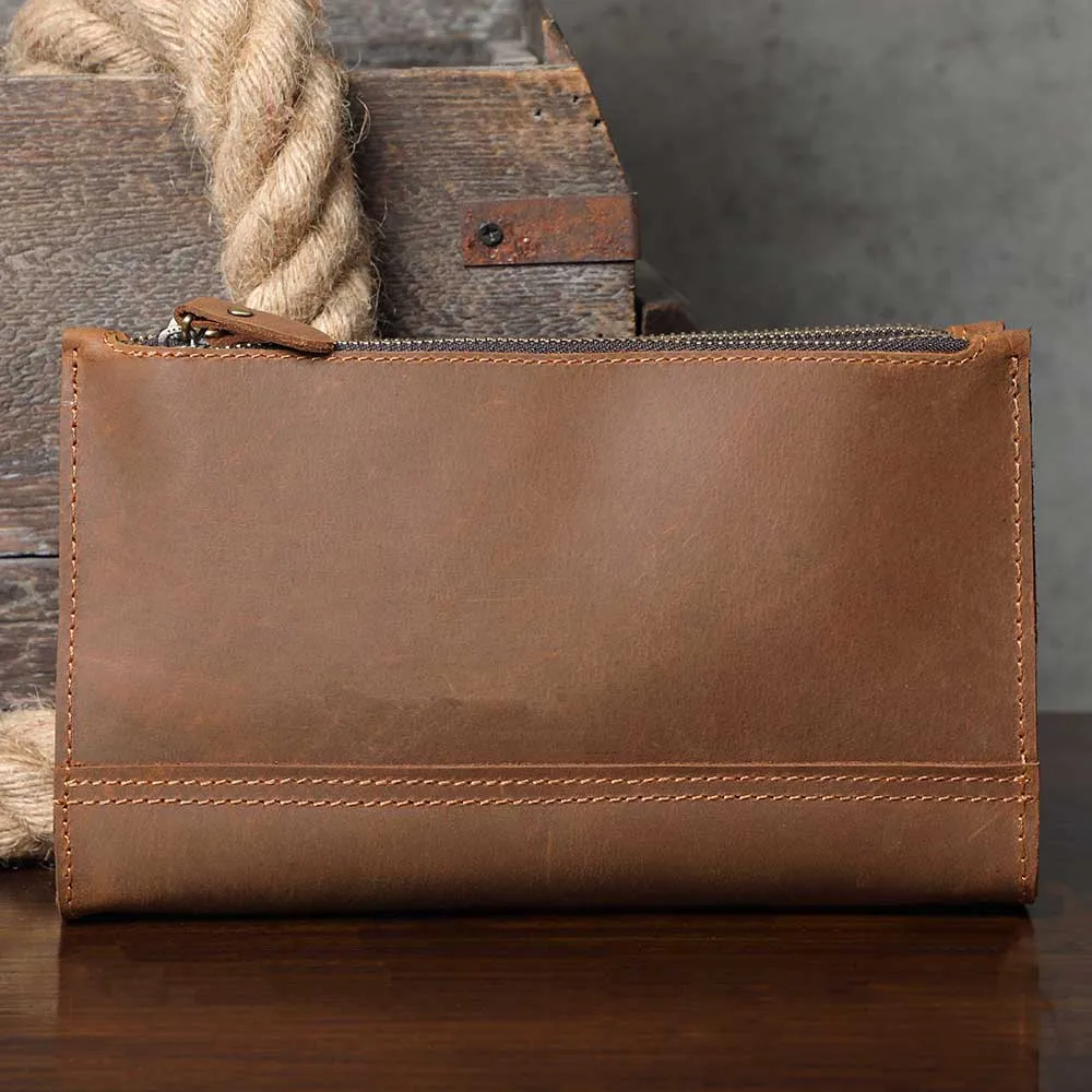 Echte Leder-Umhängetasche für Herren, Clutch-Tasche, Vintage Crazy Horse Crossbody-Taschen für Männer, Mini-Multifunktions-Geldbörse – Detail 13
