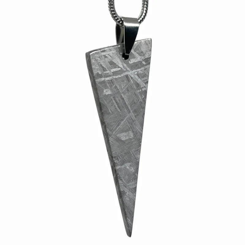 Natural Gibeon Meteorite Triangular Pendant Authentic Iron Meteorite Slice Necklace Collectible Cosmic Stone Jewelry -LK643