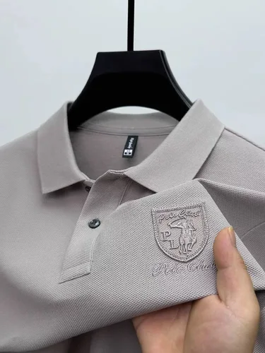 Imagen 2 del producto Polo de manga corta transpirable de seda de hielo de alta gama camiseta de golf de verano para ocio y negocios con bordado de marca de lujo a la moda para hombre