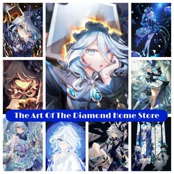 Genshin Impact Focalors DIY AB Diamond Painting New Game Female Character Mosaic Cross Stitch Kit Diamond Embroidery Room Decor