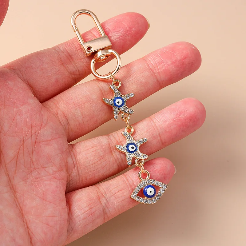 Aihua boa sorte turco azul olho chaveiro mal olhado tiras de telefone titular chave do carro mulher moda jóias presentes diy bugigangas