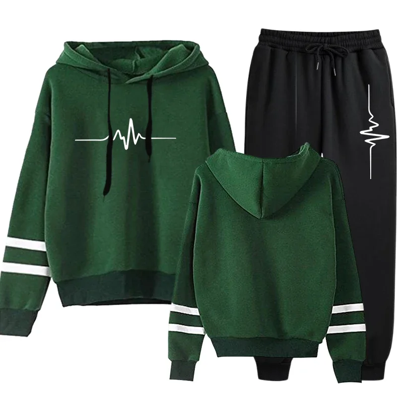 

High Quality Women's Tracksuit Daily Print Hoodie+Trousers 2 Pcs Set Fashion Casual Splicing Clothing Sports Womens Pants Sets