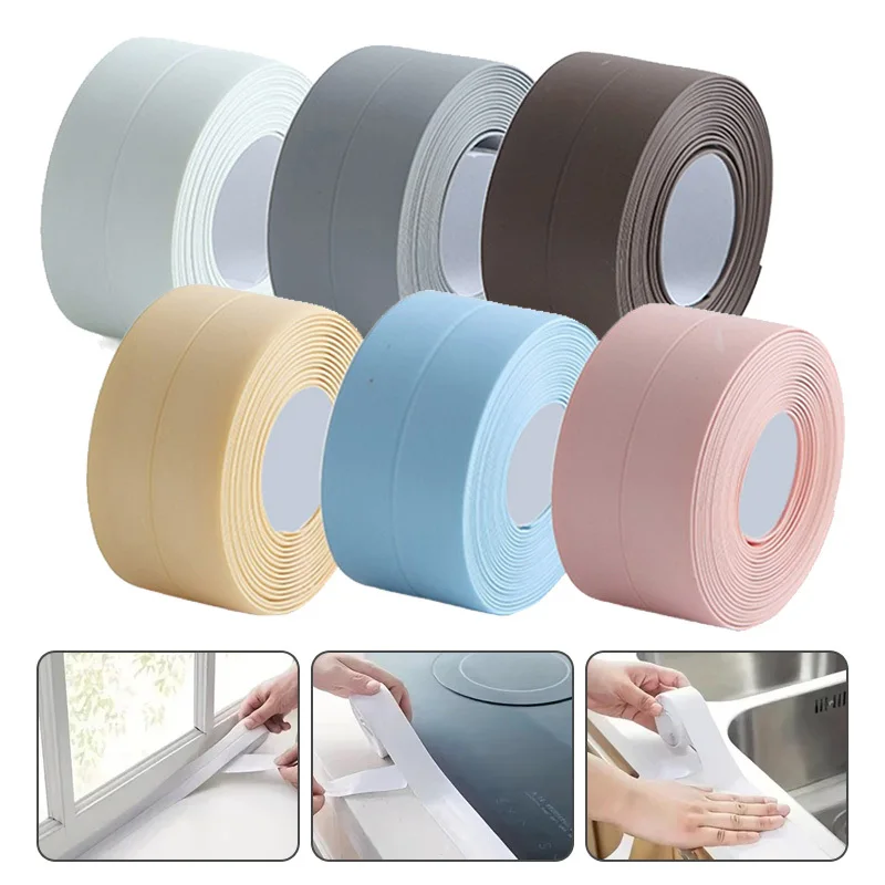 2 Pack Small Waterproof Sealing Tape Random Colors Self-Adhesive Caulk Strip for Kitchen Sink Countertop Edge Tile Gap Easy TMZ