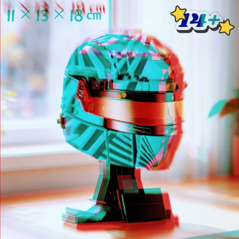 In Stock 793PCS Racing Driver Orange-blue Helmet Oscar Piastri Building Block Ornament Toys For Fans Friends Festival Gifts