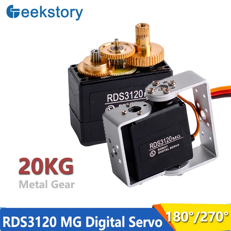 20kg.cm Digitale RDS3120 Servo 6V 180/270 Graden Metal Gear Motor Met U Montagebeugel DIY Onderdelen voor Robotic Auto Vrachtwagen Model