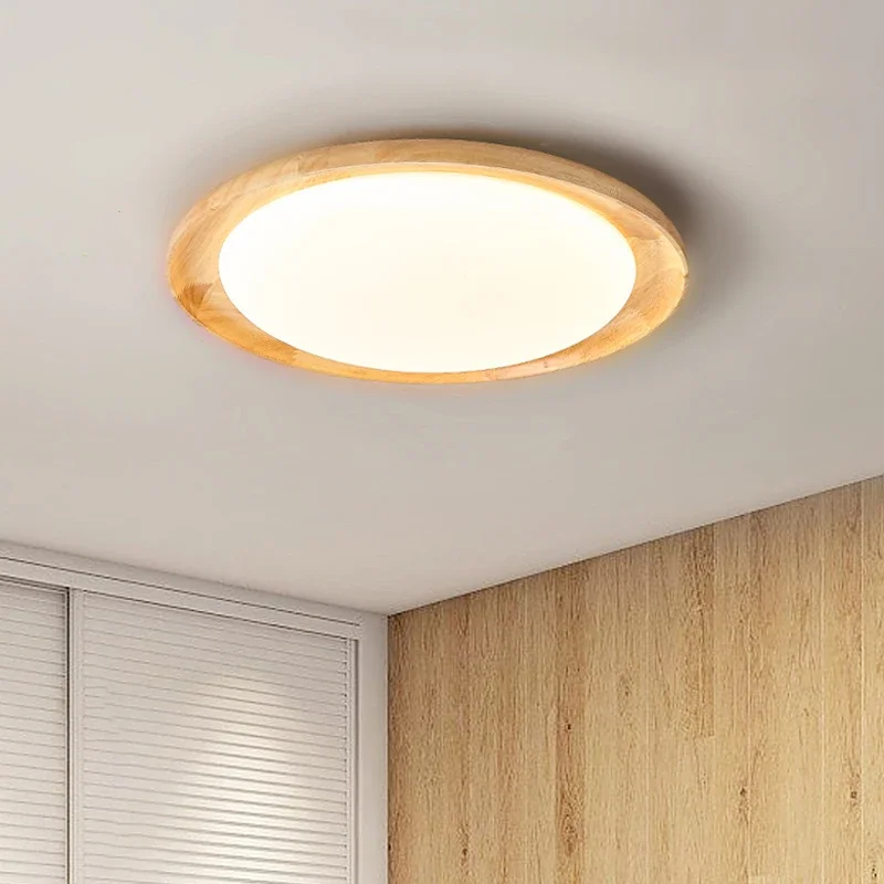 TechHPNordic Circular Wood Texture Led Ceiling Lamp Led Chandelier For Living Dining Room Balcony