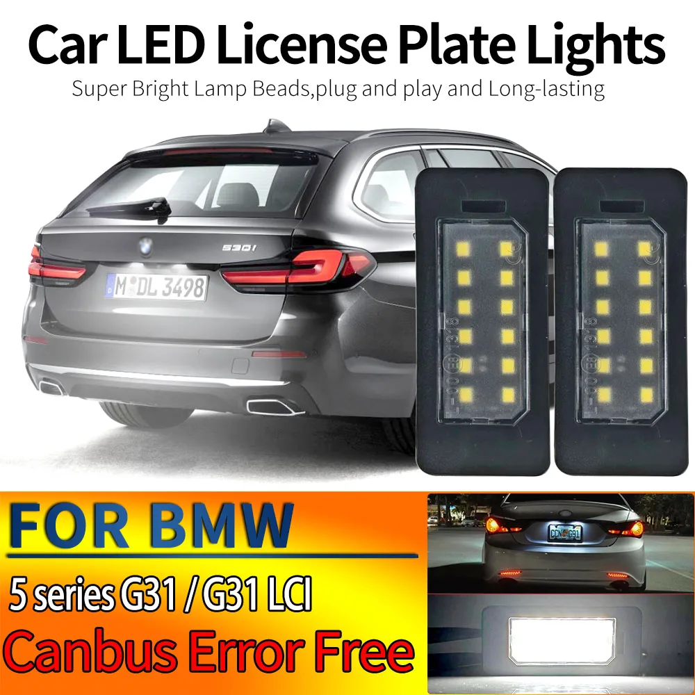 2 Stück Auto-LED-Kennzeichenbeleuchtung für BMW 5er G31/G31 LCI, weiße Kennzeichenleuchte, Canbus, keine Fehlermeldung, OEM #   63267193293