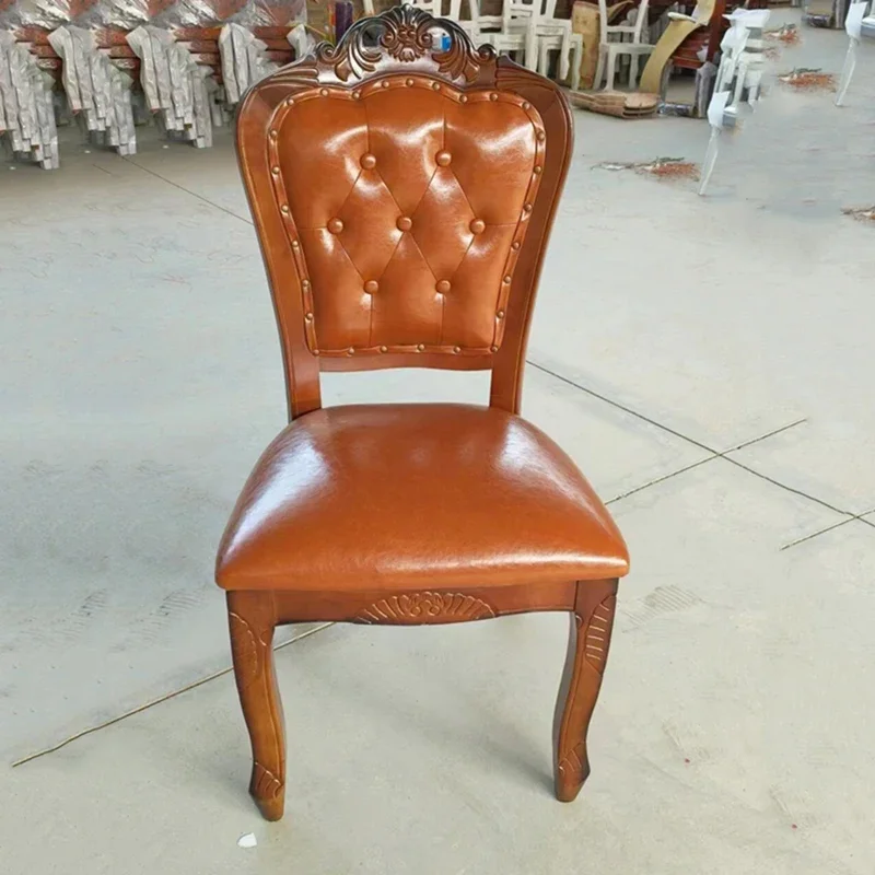 

Vintage Leather Chairs Dining Room Wood Nordic Restaurant Accent Chair Luxury Modern Bar Sillas Para Comedor Bedroom Furniture