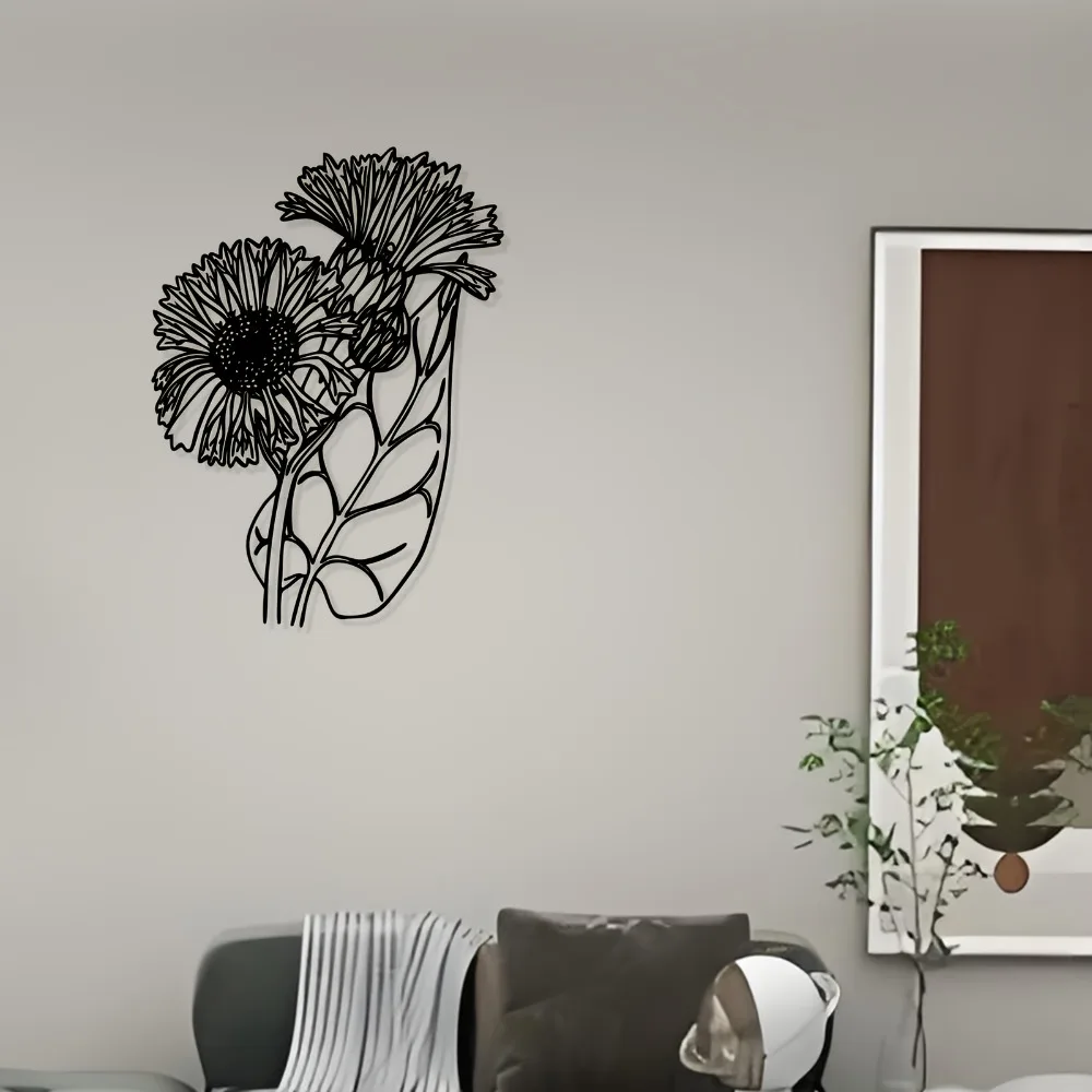 Gaillardia Flower Iron Wall Art Powder Coated Elegant Garden Botanical Sculpture Rustproof Decor Gift Ornament