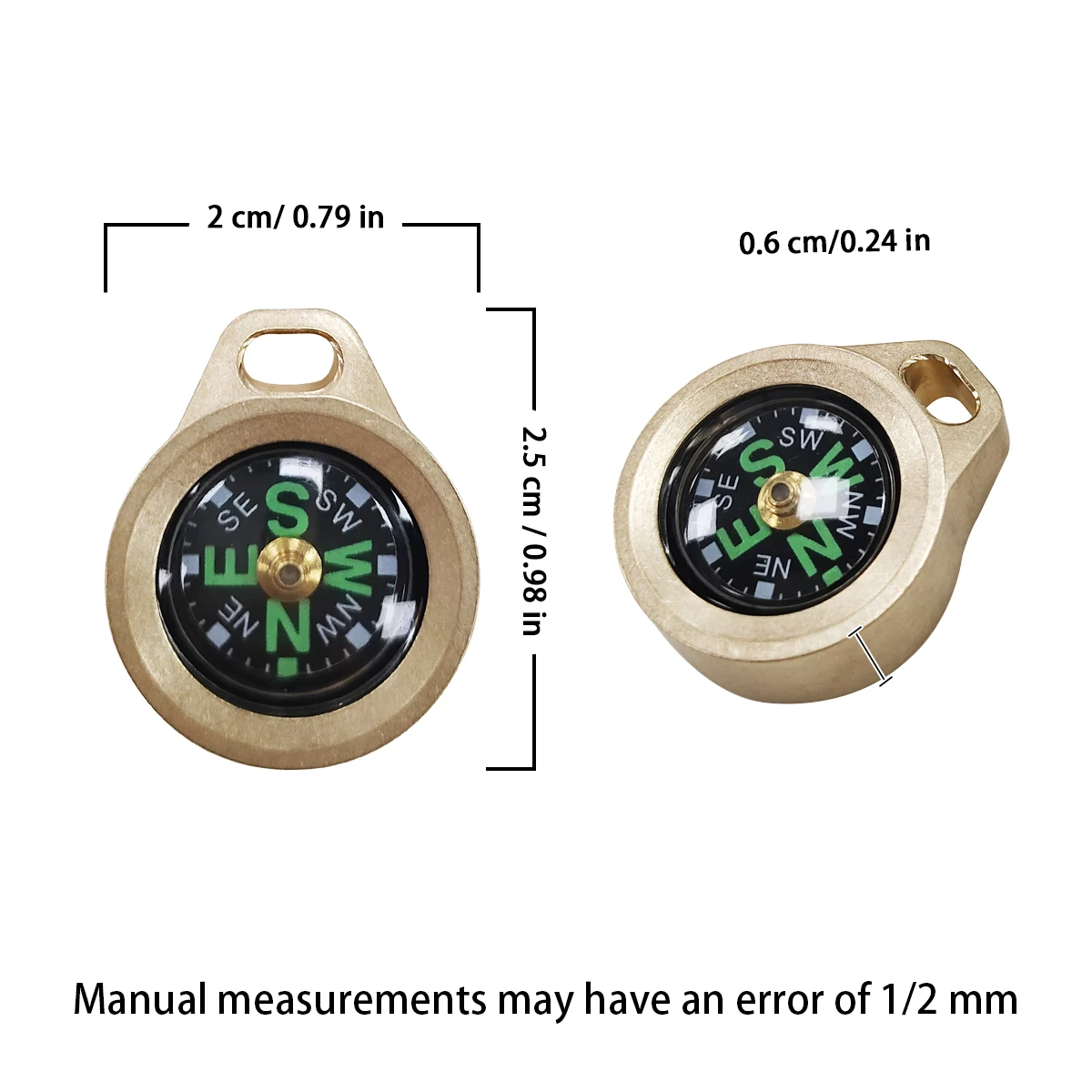 Outdoors Emergency Survival EDC Camping Hiking Pocket Brass Compass Portable Compass Navigation for Outdoor Act Keychain