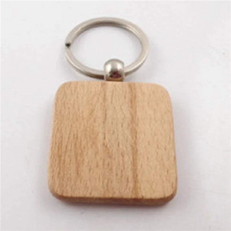 

300Pcs DIY Blank Wooden Keychain Square Carved Key Ring Wooden Key Ring 40 X 40 Mm