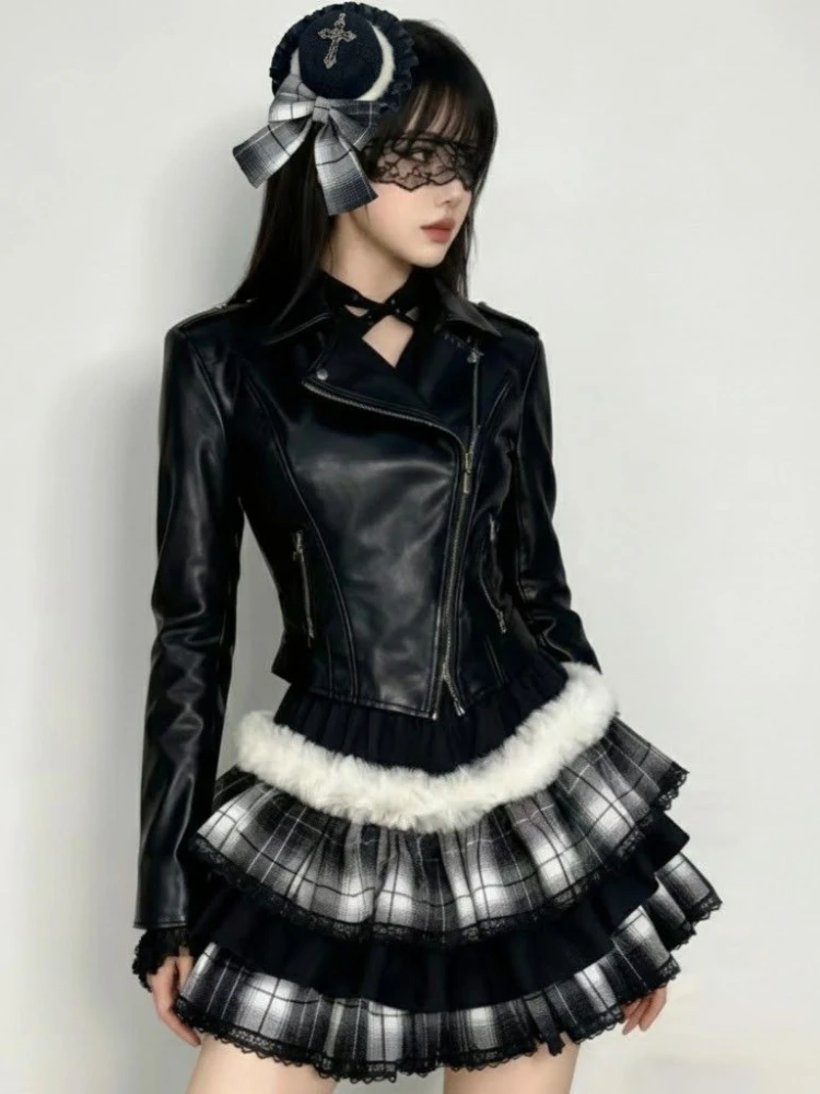 サブカルチャーパンクルーズレースゴシックスカート女性ダーク弾性ウエストヴィンテージパッチワークショートスカート Y2k ホットガール美的服