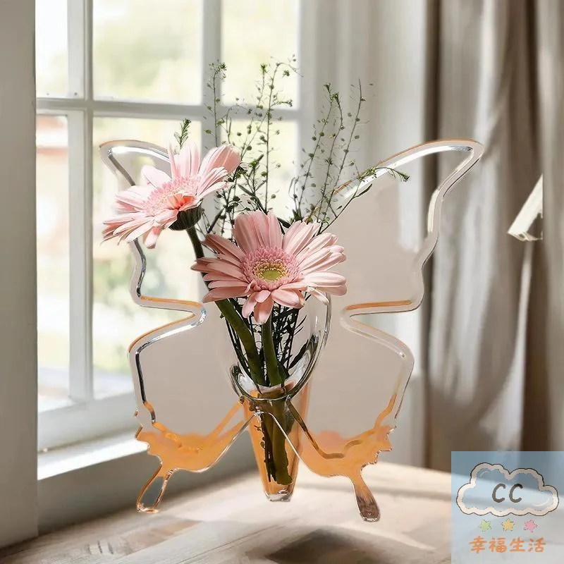 Flower Arrangement Accessory, 3D Butterfly Vase in Acrylic Material, Home Decor