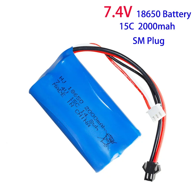 7.4V 2000mah 18650 Rechargeable Battery Pack For WPL MN99S D90 U12A S033g Lipo Lithium Battery Rc Boats Cars Tanks Drones Parts