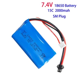 7.4V 2000mah 18650 Rechargeable Battery Pack For WPL MN99S D90 U12A S033g Lipo Lithium Battery Rc Boats Cars Tanks Drones Parts