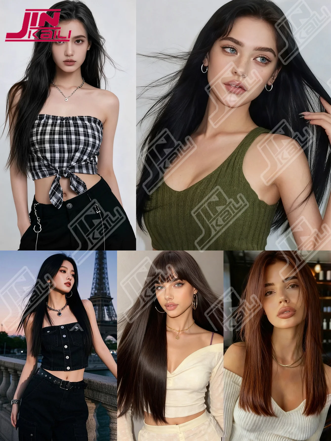 JKL 16-24 بوصة منصات الشعر الاصطناعية غير مرئية سلس كليب في الشعر التمديد زيادة الشعر الجانب العلوي غطاء هيربيسي #6