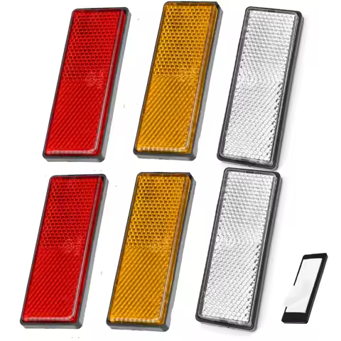 2x Self Adhesive Reflector Rectangular Safety Mark Signal Strip Rear Position Reflective Bicycle Caravan Fence Trailer Gate Post