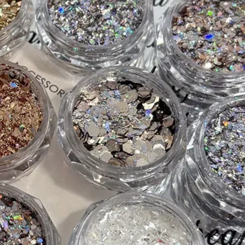 กลิตเตอร์เล็บรูปดาวประกายขนาดเล็ก 1 กล่อง สำหรับตกแต่งเล็บรูปดาวห้าแฉก อุปกรณ์ตกแต่งเล็บสำหรับร้านทำเล็บ ดีไซน์เล็บ DIY