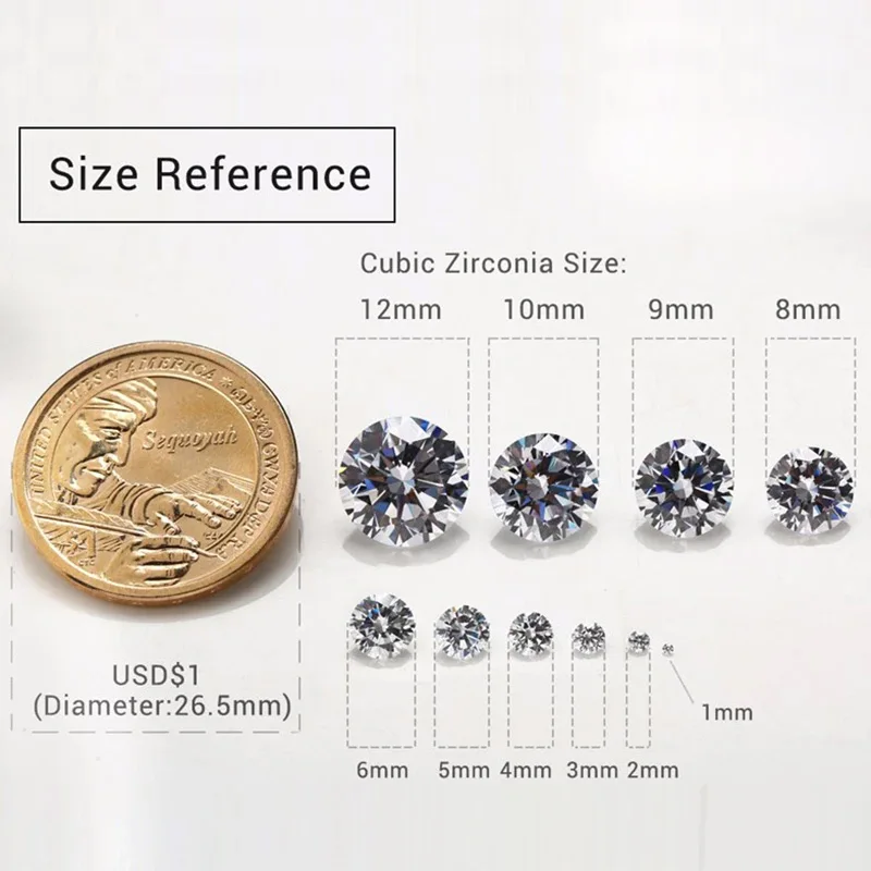 1000pcs/bag AAAAA Grade White 0.7mm~7.5mm Loose Zircon Stone Brilliant Round Cut Cubic Zirconia Stones For Jewelry Making DIY