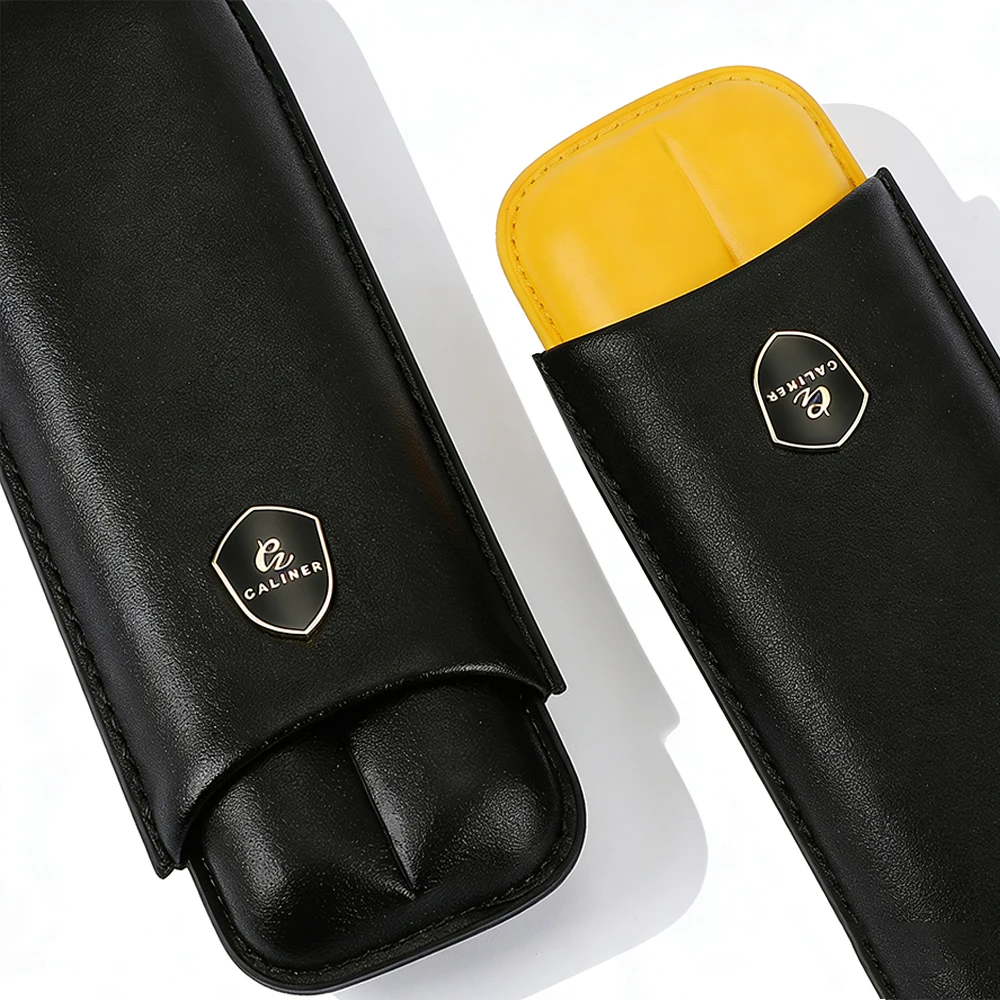 

GALINER Leather Cigar Case Travel Humidor Holder Portable 2 Tubes Mini Cigar Humidor Box Smoking Gadgets Cigars Accessories