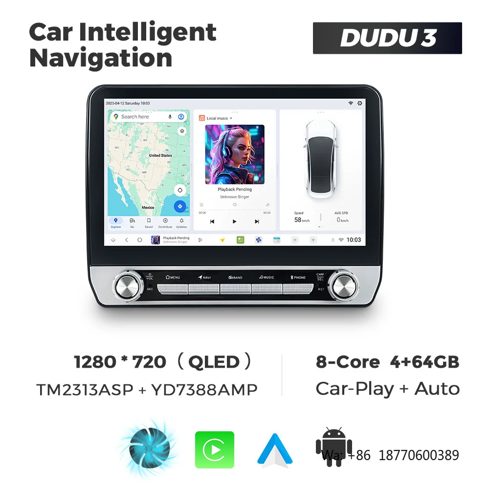 NaviFly DUDUAUTO DUDU7 7870 2K Screen Car GPS System for Universal Head Unit Stereo with Button Support Rear Front Camera