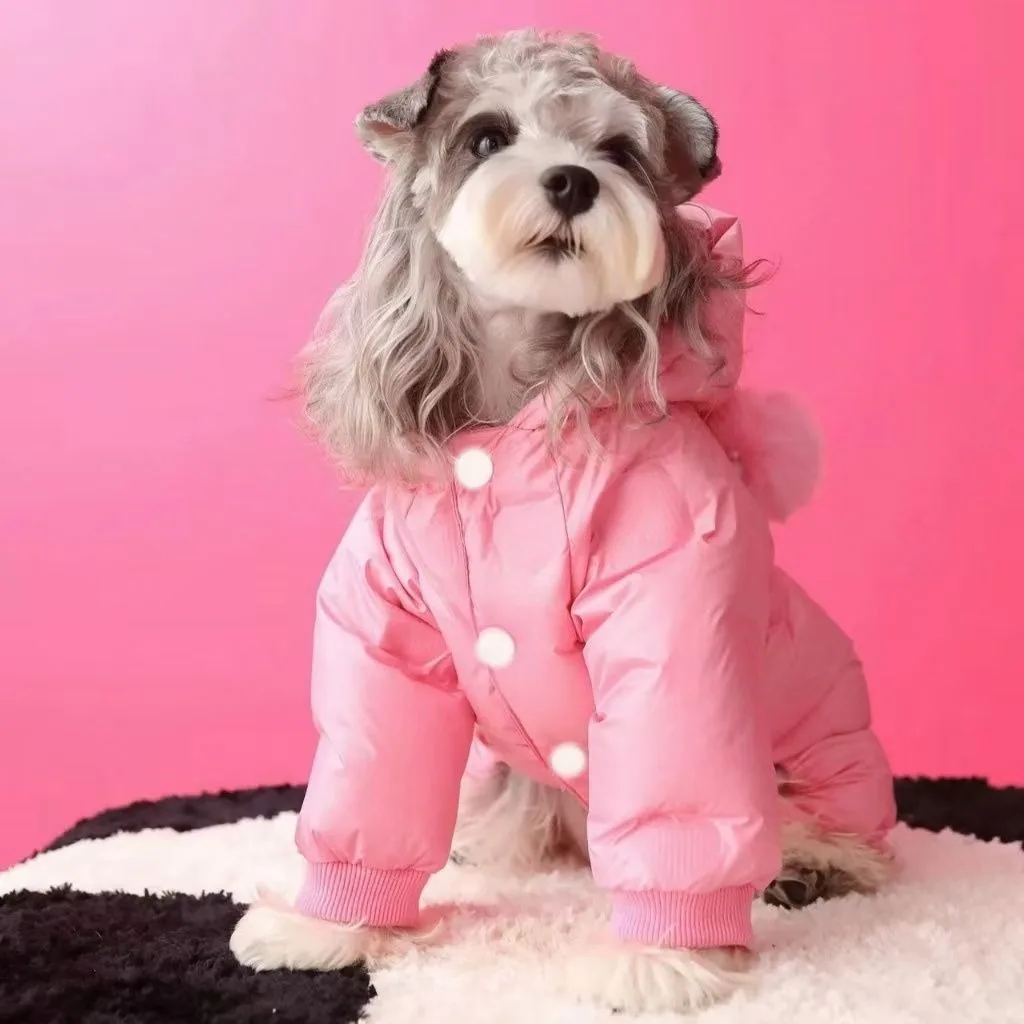 

Pet Solid Color Clothes Four Legs Clip Cotton Cotton Clothes Schnauzer Jumpsuits Down Suit Puppy Winter Warm Clothes