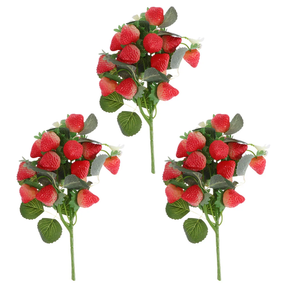 

Plastic Simulated Strawberry Artificial Flowers Festival Decor Branches Strawberry Stem Fruit Bouquet Home Decor Bouquet