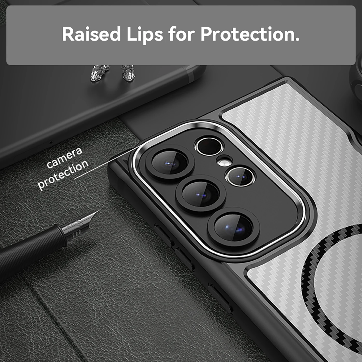 HARUINO is suitable for samsung galaxy S24ultra phone case samsung S23 magnetic charging transparent anti drop fashionable case