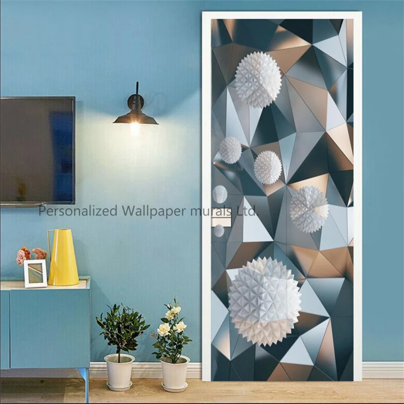 

3D Suspended Sphere Geometric Pattern Mural Wallpaper for Living Room Waterproof Bedroom Door Stickers Home Decor Wall Papers