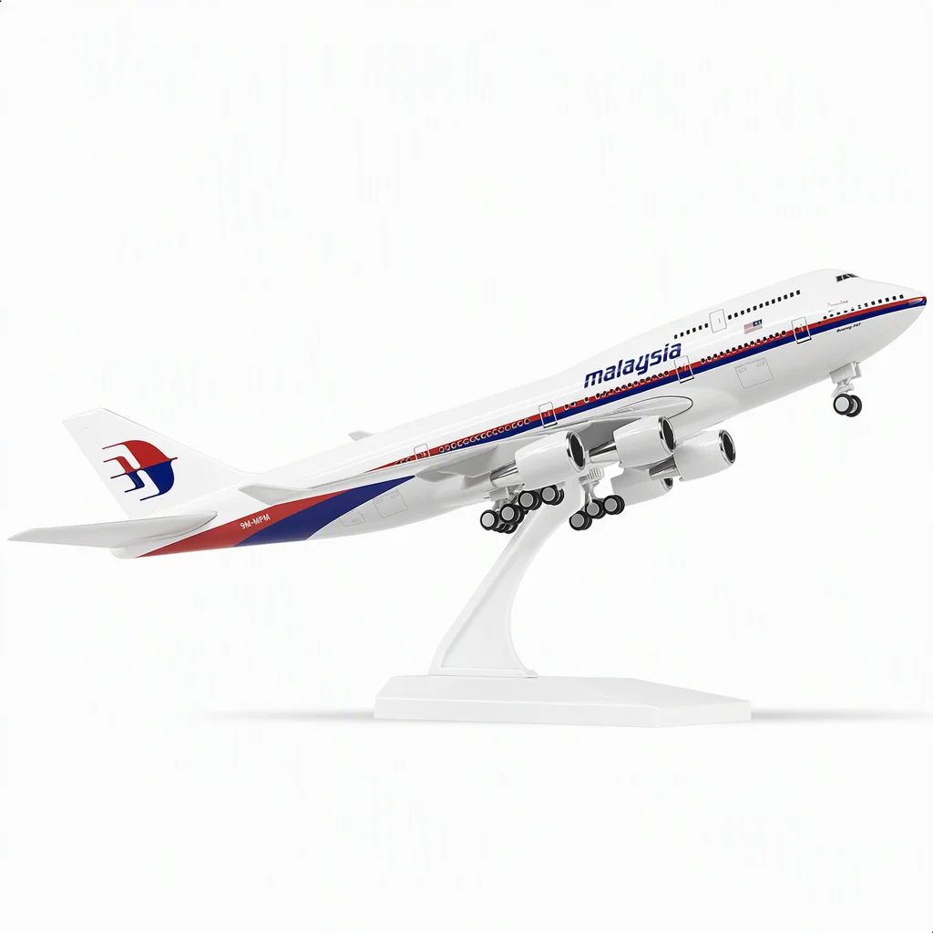 30cm 1:240 Scale Malaysia Airlines B747 Plane Model Resin Aircraft with Stand Landing Gear Desktop Display Collectible Gift