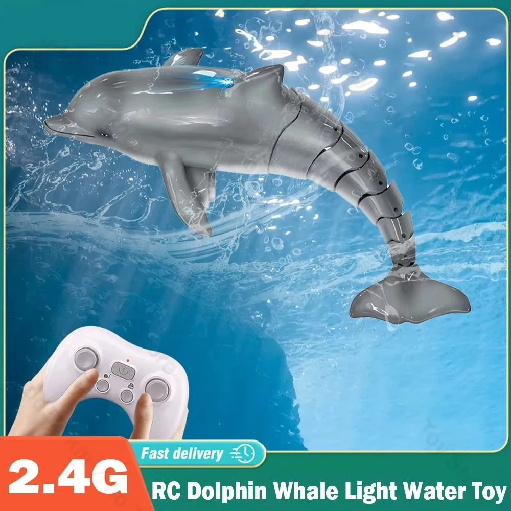 

RC Dolphin Whale Spray Water Toy 2.4G Remote Control Robot Shark Animal Water Boat Ship Fish Electric Toys for Kids Xmas Gifts
