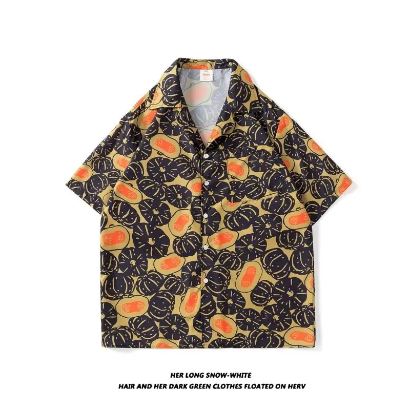 2024 Print Shirts Women Clothing Baggy Vintage Aesthetics Summer Hawaiian Personal Harajuku Unisex Japanese Teens High Street041