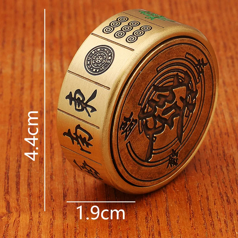 Brass Mahjong Artifact Instant Handheld Piece 10k Dongfeng Rotatable Stress Relief Win Card Ornament Craft