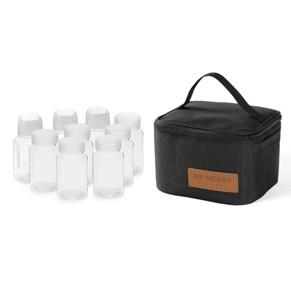 Seasoning Bottle Set Storage Bag Large Capacity Camping Seasoning Dispenser Set Condiment Jars Organizer for Picnic Camping BBQ