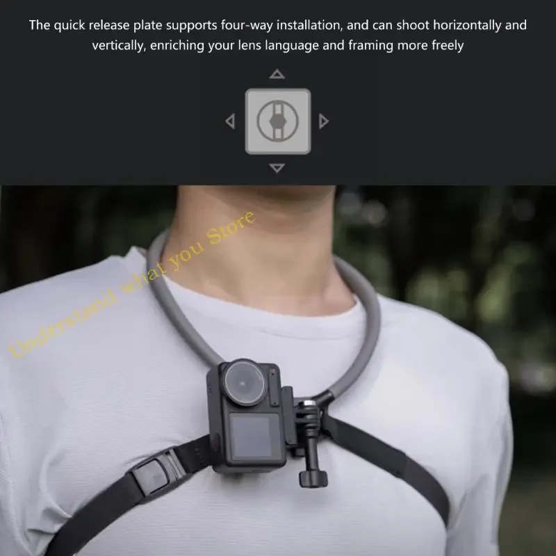 J60A Sports Camera Deck Selfies Suporte selfis pescoço dobrável Múltiplo pescoço ajustável para o esqui ao surf