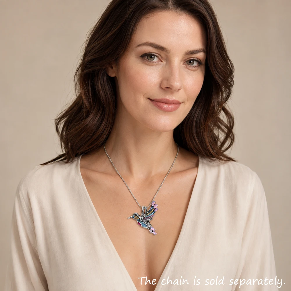 Bunte Kolibri Anhänger brandneue Schmuck Böhmen 925 Sterling Silber Accessoires Sommer geschenk für Frauen – Detail 2