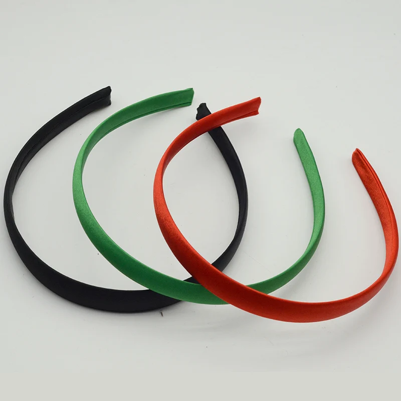 5PCS 1.5cm 1.8cm Black Red Green Satin Covered Plastic Hair Headbands Plain Hair Hoops Base Hairbands for DIY Hair Accessories