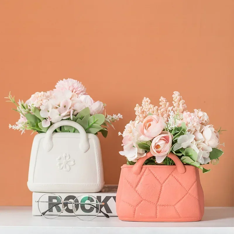 

Creative Nordic Ins Net Envelope Vase Wide Mouth Ceramic Home Living Room Flower Arrangement Simple Style Decoration Ornaments