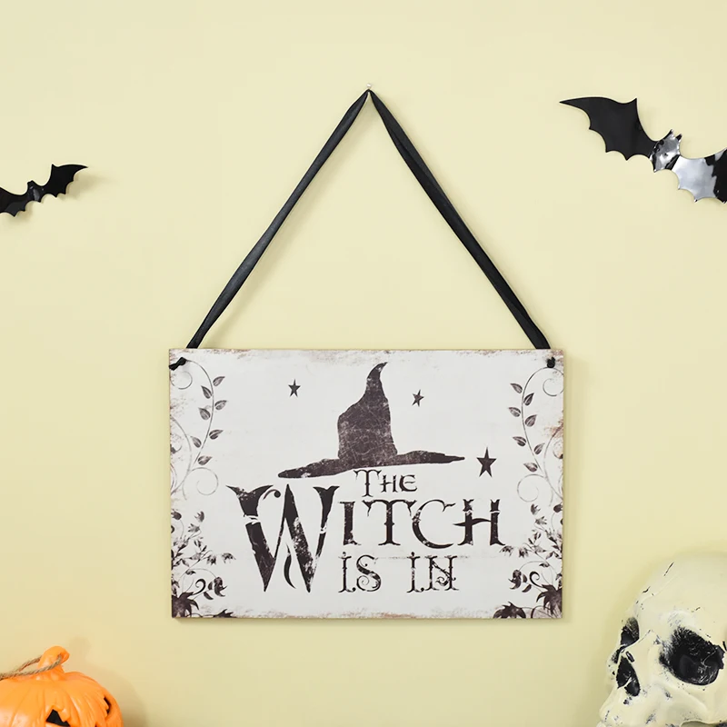 

Halloween Door Hanging Sign The Witch Is In Wooden Craft Halloween Wall Background Decor Pendant Home Wall Hanging Sign Board