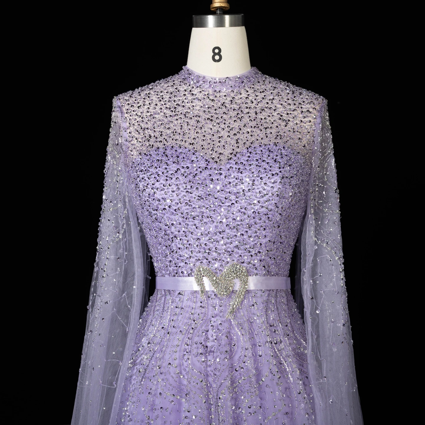 satin long sleeve pleated dress Long Bell-Sleeve Pleated Long Formal Dress CD242
