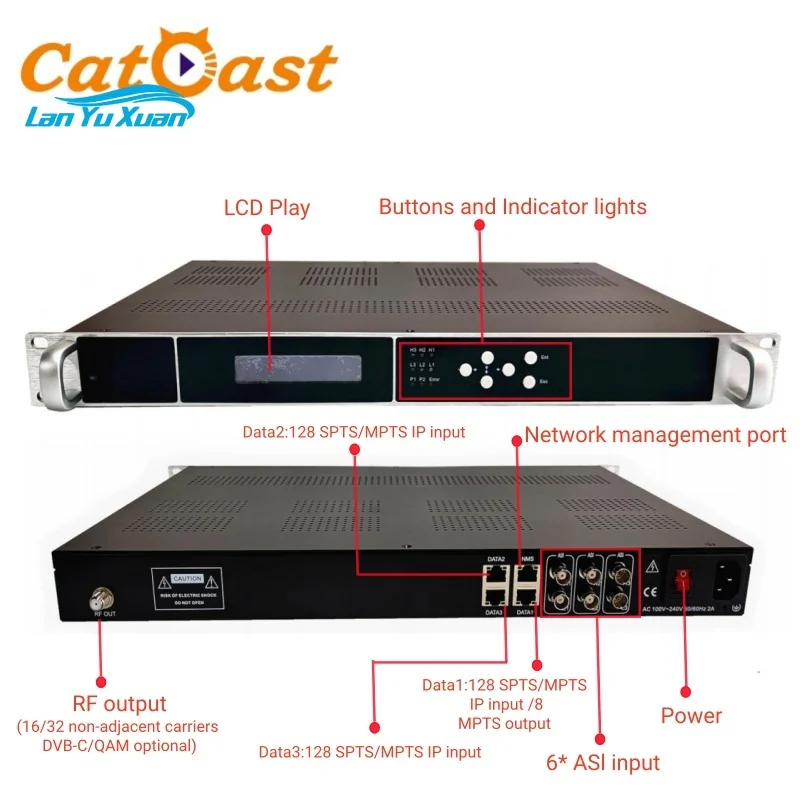 IP RF Modulator Processor 16 DVB-T ATSC ISDB-T Conversion IP Over UDP Broadcast TV Signals Via Coaxial Cable