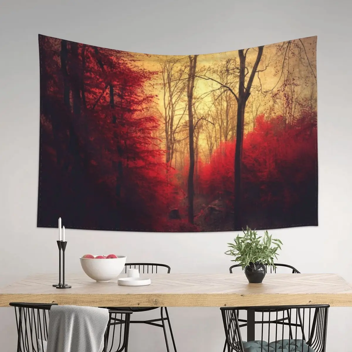 

Ruby Red Forest Tapestry Decoration Bedroom Aesthetic Home Decor Tapete For The Wall Tapestry