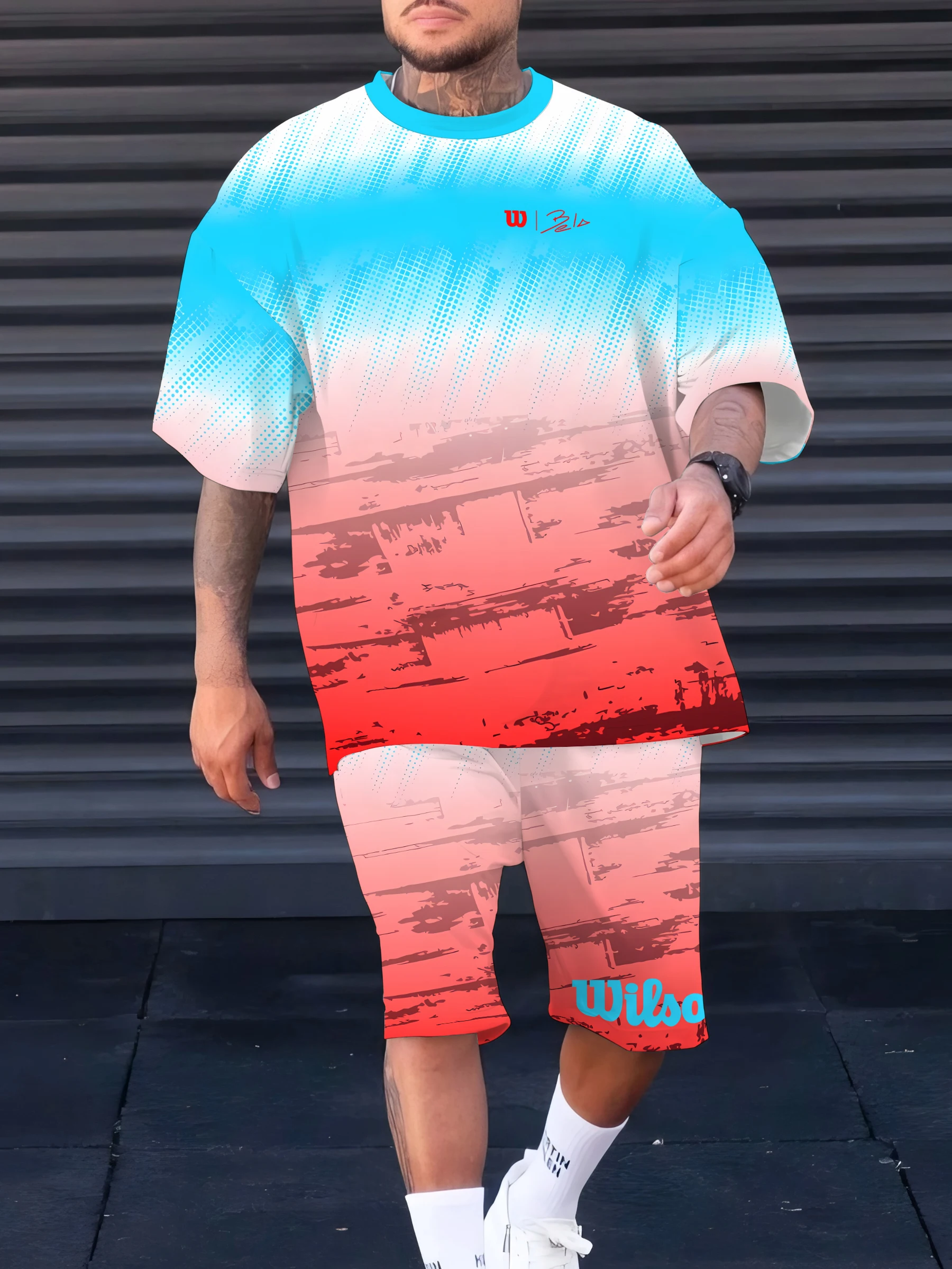 

A brand-new 3D digital printed outdoor casual fashion sportswear for men in summer 2025