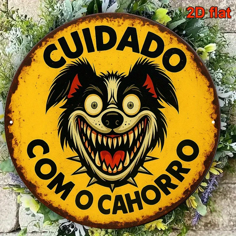2D Flat,, 8*8-Inch Round Portuguese Aluminum Sign, 