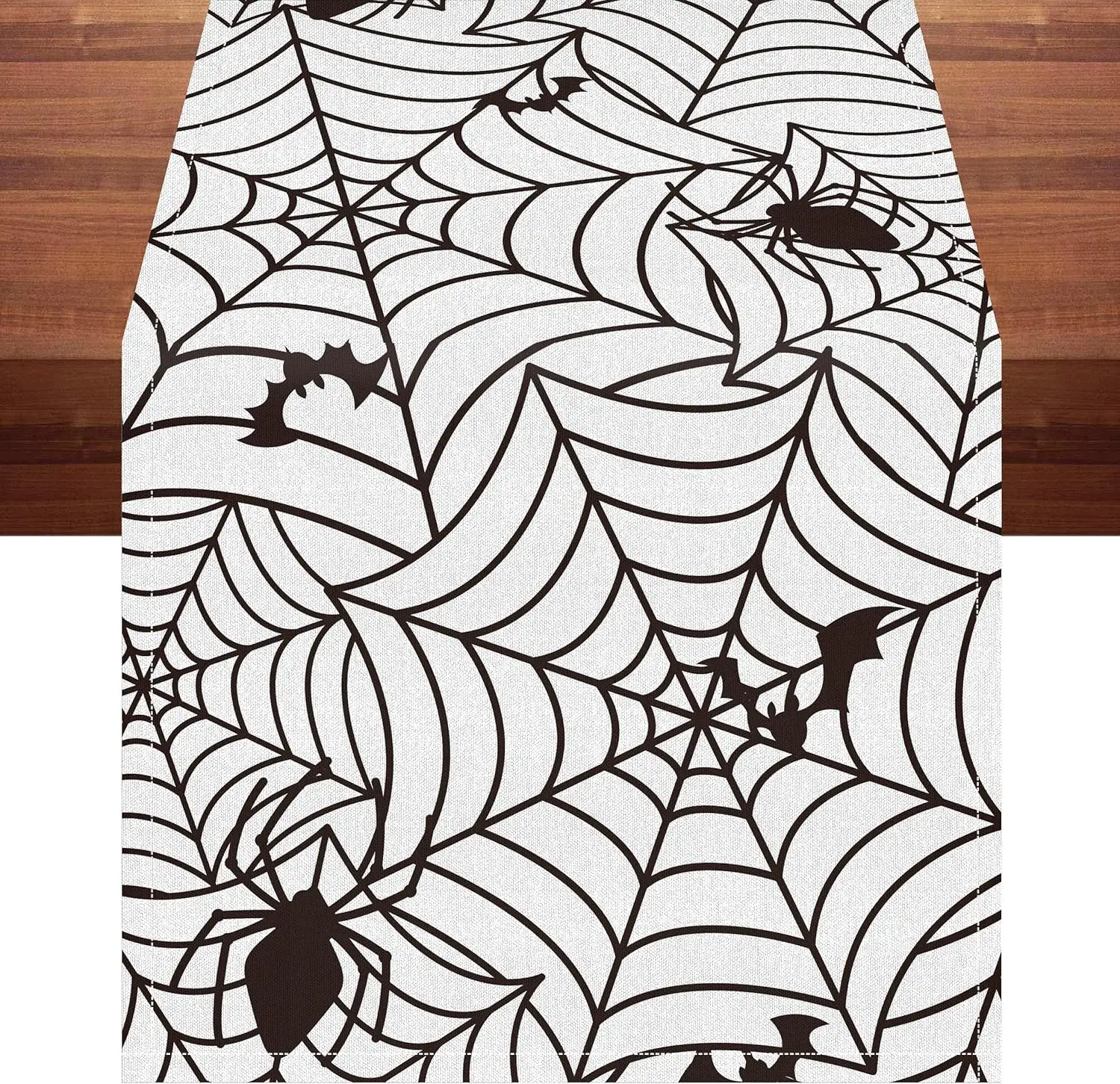 Halloween Spider Web Scary Movie Nights Linen Table Runner Holiday Party Decor Kitchen Dining Table Runners Halloween Decoration