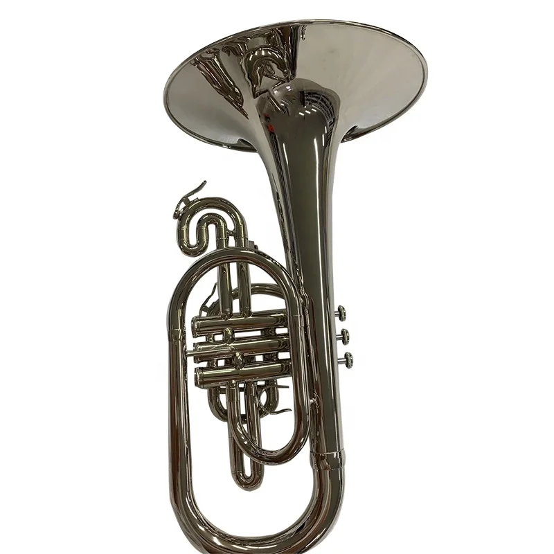 Professional Manufacture Brass Body Cupronickel Valve Silver Plated Marching Mellophone
