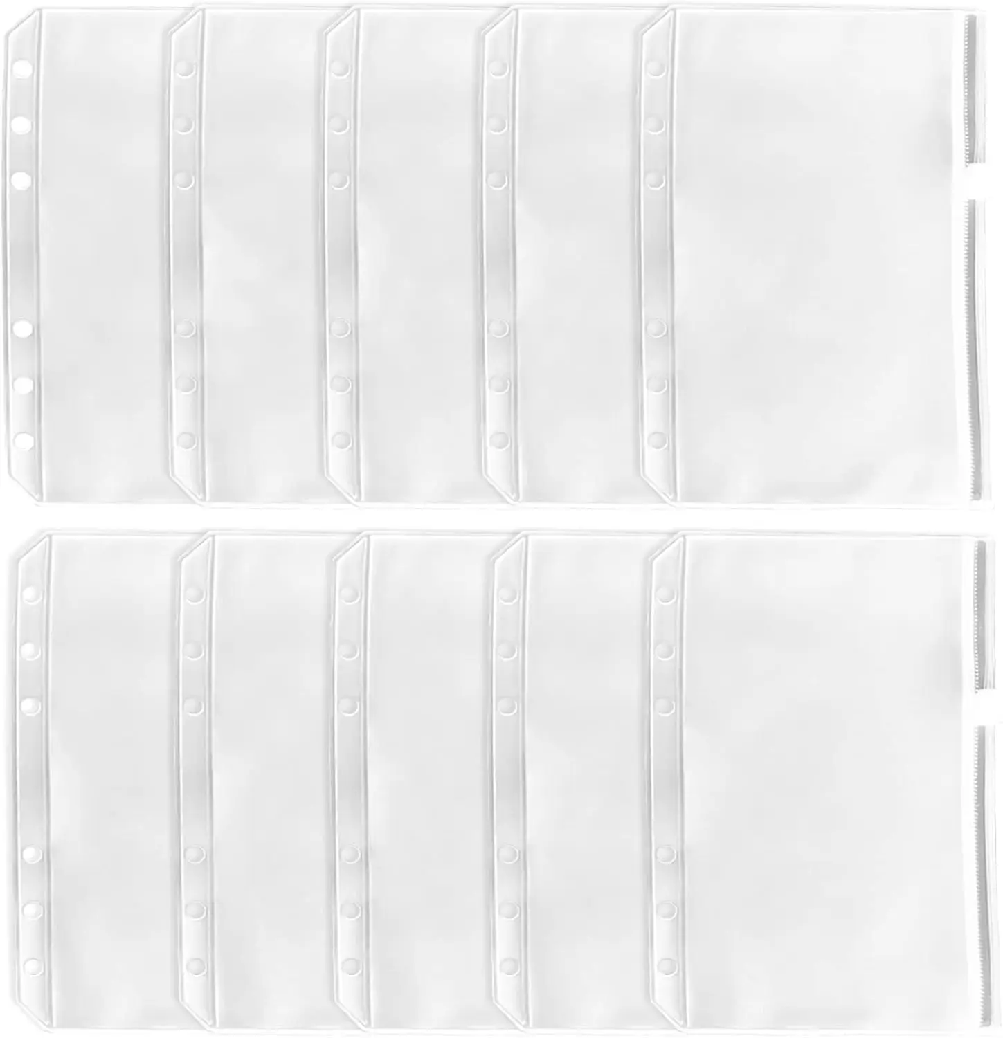 

5 упаковок A5, матовые карманы для файлов, дизайн с 6 отверстиями, карманы для хранения папок на молнии, пластиковые конверты на молнии, прозрачные наличные