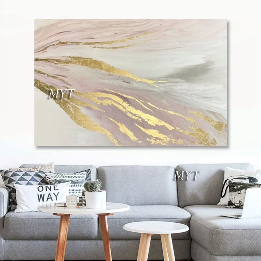 

Handmade Modern Picture Gold Foil Simple Acrylic Abstract Canvas Oil Painting No Frame Home Decoration Craft Wall Art Designs