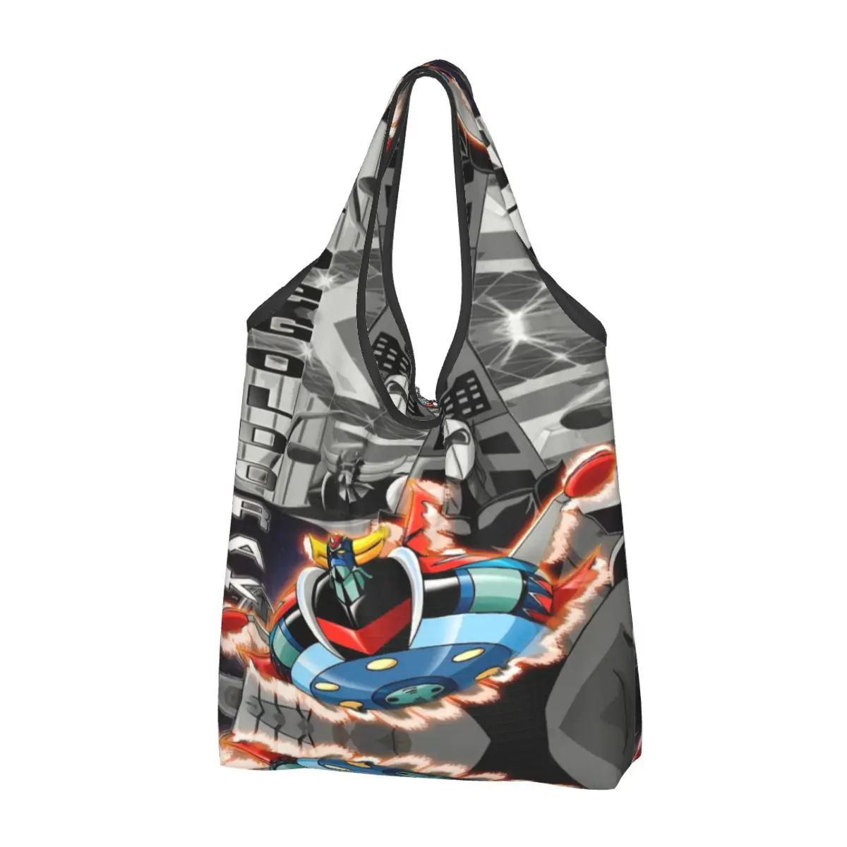 Custom Recycling Goldrake Goldorak Anime Mazinger Z Shopping Bag Tote Bag Portable UFO Robot Grendizer Groceries Shopper Bags